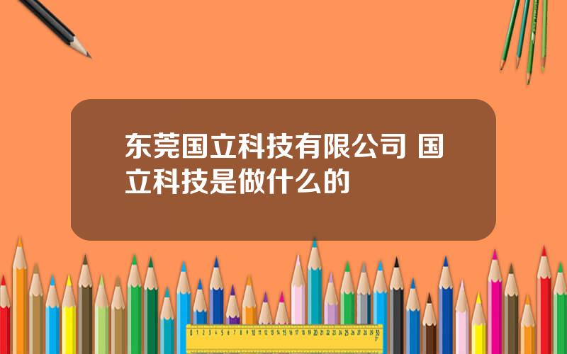 东莞国立科技有限公司 国立科技是做什么的